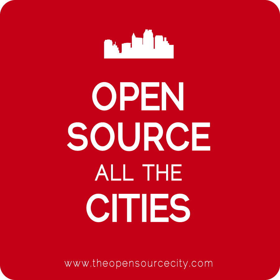 Open source all the cities red sticker